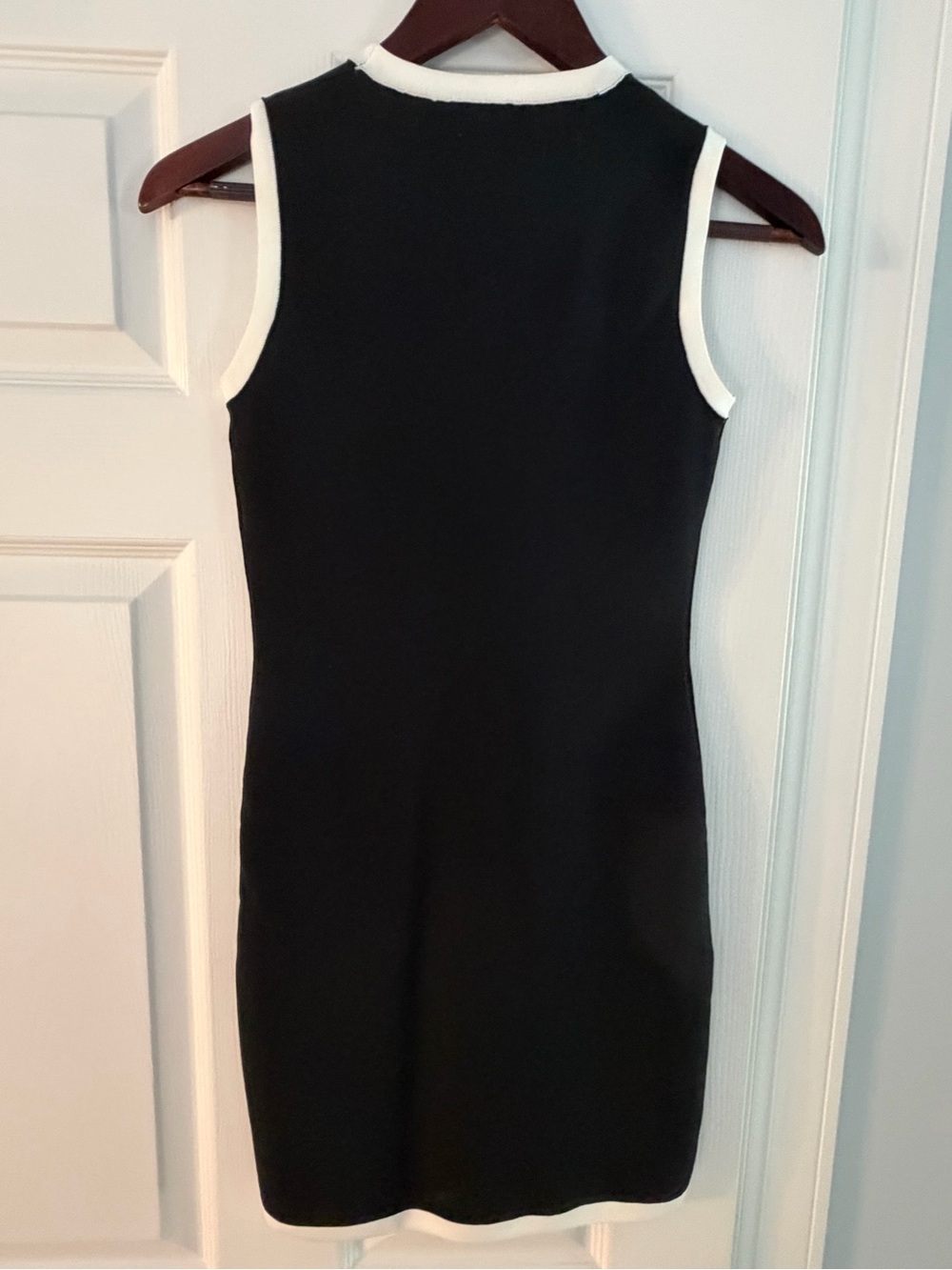Sincerely Jules Black Mini knit Dress with Ivory/Cream Trim & Gold/Pearl Buttons - Picture 2 of 3